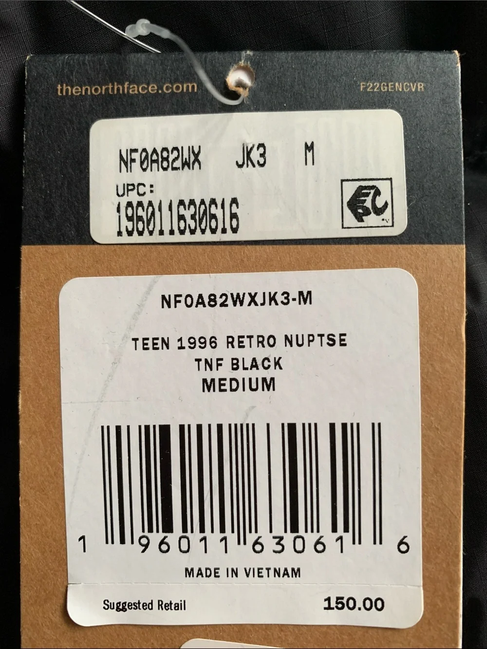 The North Face Teen 1996 Reteo Nuptse Puffer Vest M/10 Black